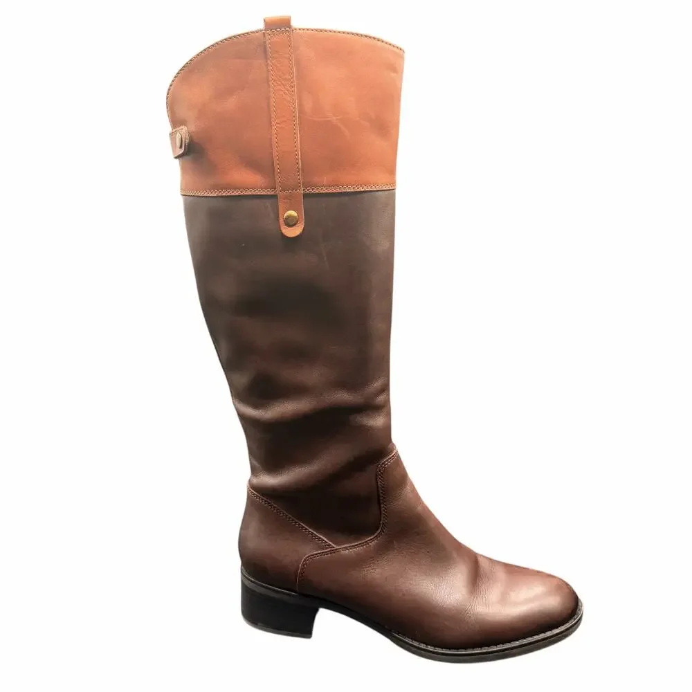 Franco Sarto two tone Brown Leather Tall Riding Boots Women’s 8.5